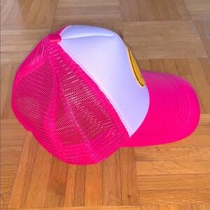 Snap-Back Trucker Hat w/ Yellow Smiley Face - NEON / Vented / One Size